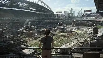 Эбби смотрит на базу ВОФ, поскольку фокус в сериале перешёл на неё. Сценаристы сочли это изменение рискованным, но важным, и сцена вызвала неоднозначную реакцию критиков.