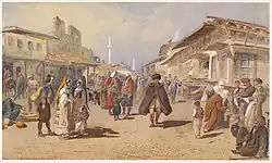 Руины ворот Евгения Савойского в Белдграде во время османского владычества, акварель Карла Гёббеля, 1865 г.