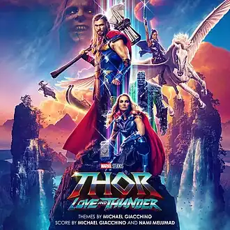 Обложка альбома Майкла Джаккино и Нами Мелумад[англ.] «Thor: Love and Thunder(Original Motion Picture Soundtrack)» ()