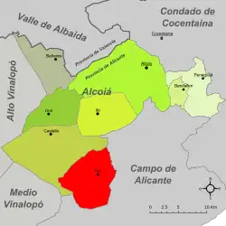 Расположение муниципалитета Тиби на карте провинции