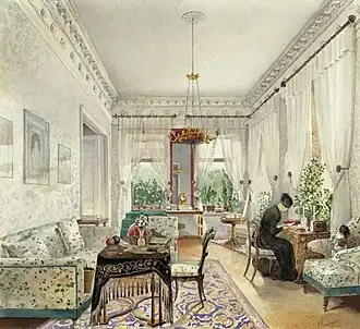 Интерьер в имении Лопухиных, 1844 год