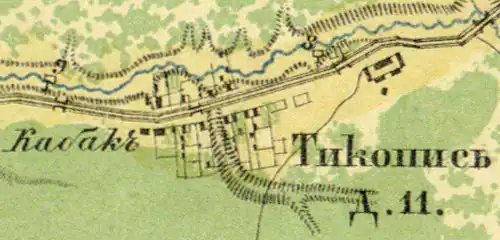 Деревня Тикопись на карте 1860 года