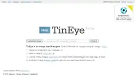 Главная страница сайта TinEye после авторизации