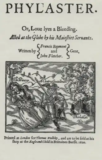 Титульный лист первого кварто (1620): Аретуза, деревенский парень, Филастр
