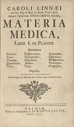 Титульный лист первого издания «Materia medica»