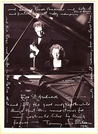 Томас Мэтьюз и Айлин Ралф, подписанное фото, 1949