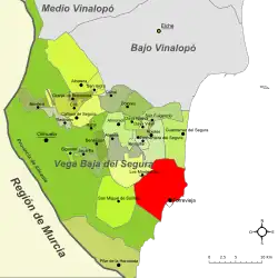 Расположение муниципалитета Торревьеха на карте провинции