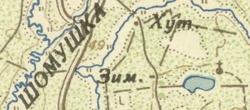 Часовня у Царицына озера на карте 1932 года