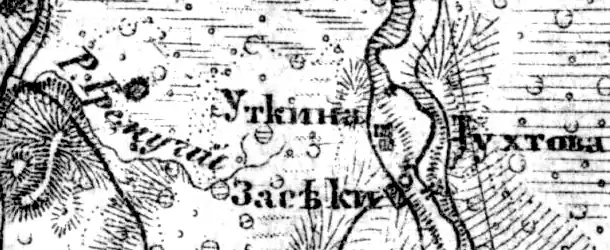 Деревня Тухтово на карте 1919 года