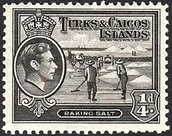 1938: сгребание соли. Профиль Георга VI (Mi #173)