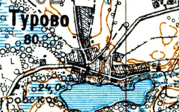 Деревня Турово на карте 1926 года