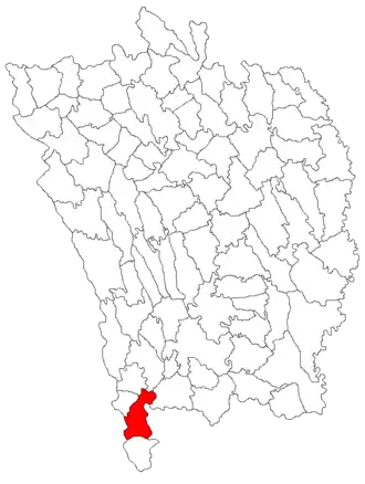 Расположение коммуны на карте жудеца Васлуй