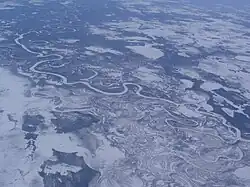 Река Тым с высоты 5000 метров