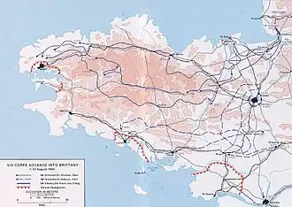 Фронт в Бретани между 1-м и 12-м августа 1944 года