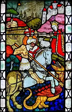 Св. Георгий (витраж Ульмского собора, ок. 1440 года)