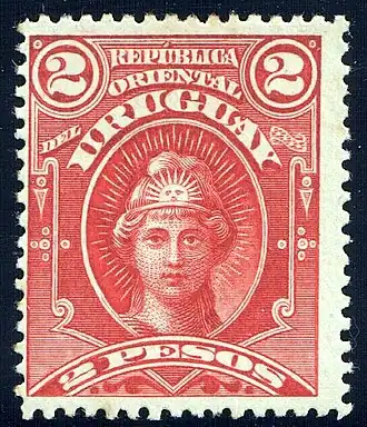 «República Oriental del Uruguay» («Восточная Республика Уругвай»): 2 песо, 1894 (Sc #106)
