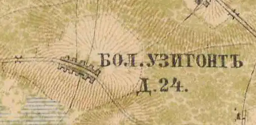 Деревня Большой Узигонт на карте 1885 года