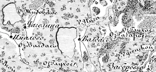 Деревня Валдас на карте 1847 года