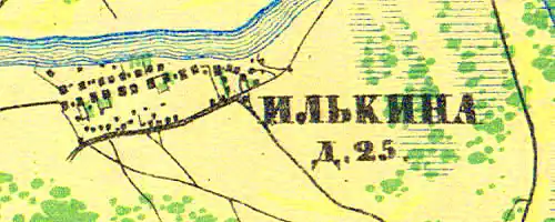 Деревня Ванакюля на карте 1860 года