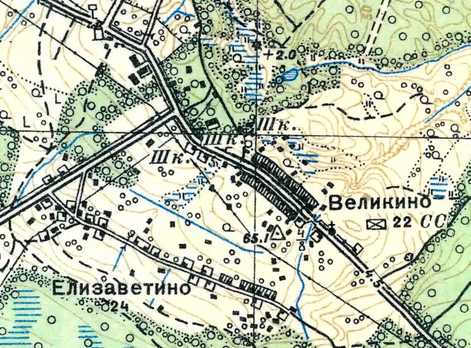 План деревни Великино. 1938 год