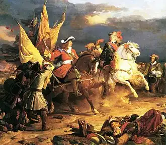 Французский полководец герцог Луи Жозеф де Вандом и король Испании Филипп V в сражении при  Вильявисьосе. 1836, Версаль