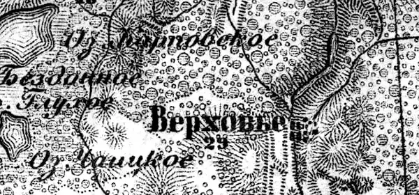 Деревня Верховье на карте 1917 года