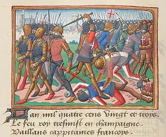 Битва при Краване. Миниатюра из «Вигилий на смерть короля Карла VII».