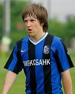 Виталий Балашов, забил первый гол на новом стадионе «Черноморец»