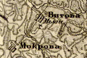 Деревня Мокрово на карте 1863 года