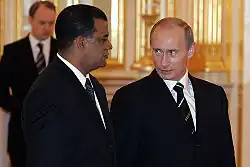 Президент Российской Федерации В. В. Путин с послом Доминиканской Республики Хорхе Луисом Перес Альварадо, январь 2007 года