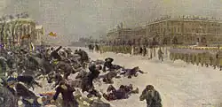 Расстрел народа перед Зимним дворцом 9 января 1905 г.. (И. А. Владимиров, написана в 1925 г. Музей В. И. Ленина)