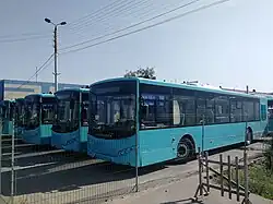 Автобусы Volgabus-5270.G2 (LNG) для ООО «Вест-Сервис» на стоянке завода «Волгабас-Волжский», 2021 год