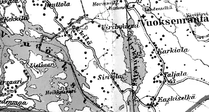 Село Вуоксенранта на финской карте 1923 года