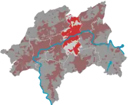 Положение округа Бармен внутри Вупперталя