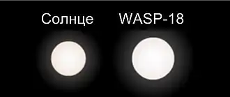 Сравнительные размеры Солнца и WASP-18.