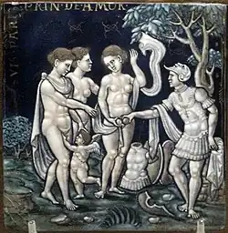 Суд Париса. Ок. 1540 г. Медь, живописная эмаль. Британский музей, Лондон