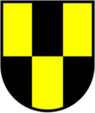 Традиционно немецкое деление щита «geschindelt» — в шахматную клетку, вытянутую по вертикали