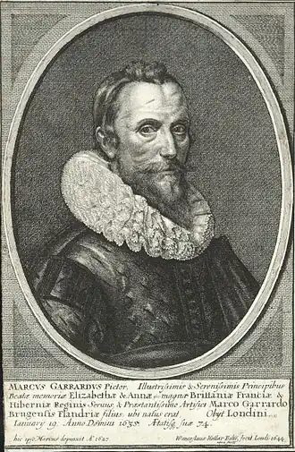 Портрет Маркуса Герардса Младшего. Офорт В. Холлара по автопортрету Герардса 1627 г.