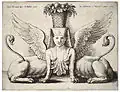 Джулио Романо. Сфинкс с двумя телами. 1530-е гг. Гравюра Вацлава Холлера, XVII век