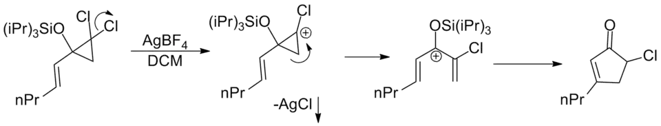 Возникновение катиона из аллилдихлорциклопропанов в реакции Назарова