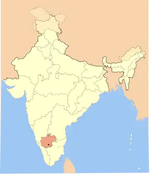 Династия Западных Гангов на карте Индии.