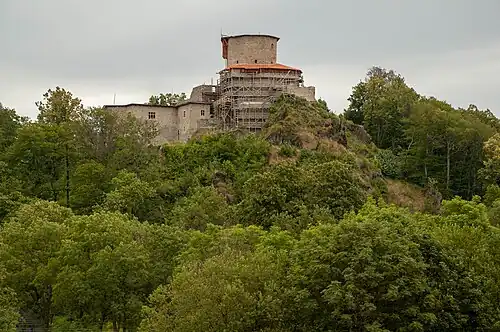 Вид замка во время реконструкции в 2019 году