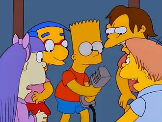 Барт и другие дети ведут радио-шоу «Мы знаем все ваши секреты»