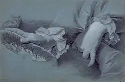 Этюд рук. По оригиналу Риго, Гиацинт Г. Риго. 1739. Бумага, итальянский карандаш, белила. Пти-Пале, Париж