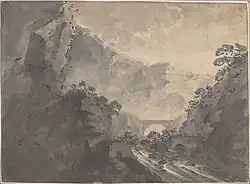 Живописный ландшафт. Бумага, тушь, перо, кисть. Национальная галерея искусства, Вашингтон