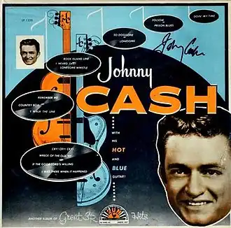 Обложка альбома Джонни Кэша «Johnny Cash with His Hot and Blue Guitar» (1957)