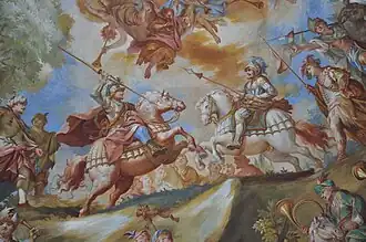 Дуэль Иоганна фон Вальдбург-Зонненберга и Антонио Мария ди Сансеверино на фреске в приходской церкви Святой Катарины в Вольфегге