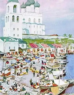 Лодки у берега. Псков.