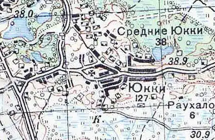 Деревня Юкки на карте 1939 года
