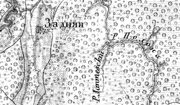 Деревня Заднево на карте 1872 года